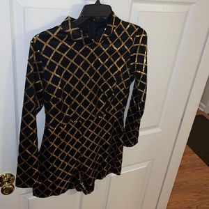 Black and gold sequence romper